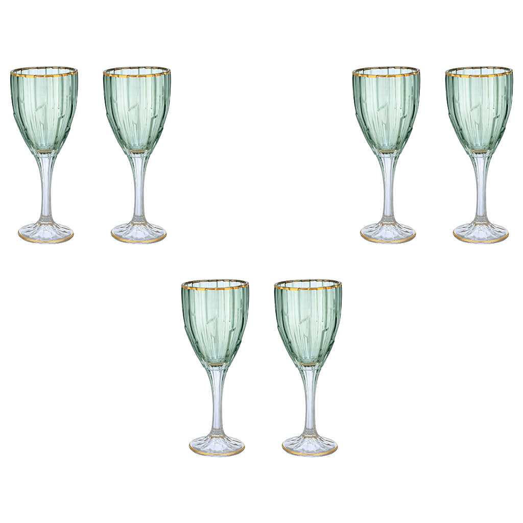 Goblet Glass Set 6 Pieces - Green & Gold - 250ml - 270001106