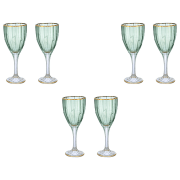 Goblet Glass Set 6 Pieces - Green & Gold - 250ml - 270001106