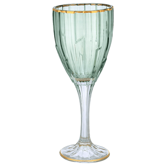 Goblet Glass Set 6 Pieces - Green & Gold - 250ml - 270001106
