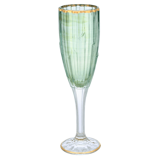 Flute Glass Set 6 Pieces - Green & Gold - 120ml - 2700011009