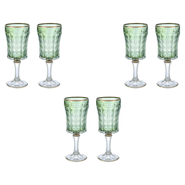 Goblet Glass Set 6 Pieces - Green & Silver - 250ml - 2700011016