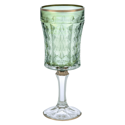 Goblet Glass Set 6 Pieces - Green & Silver - 250ml - 2700011016