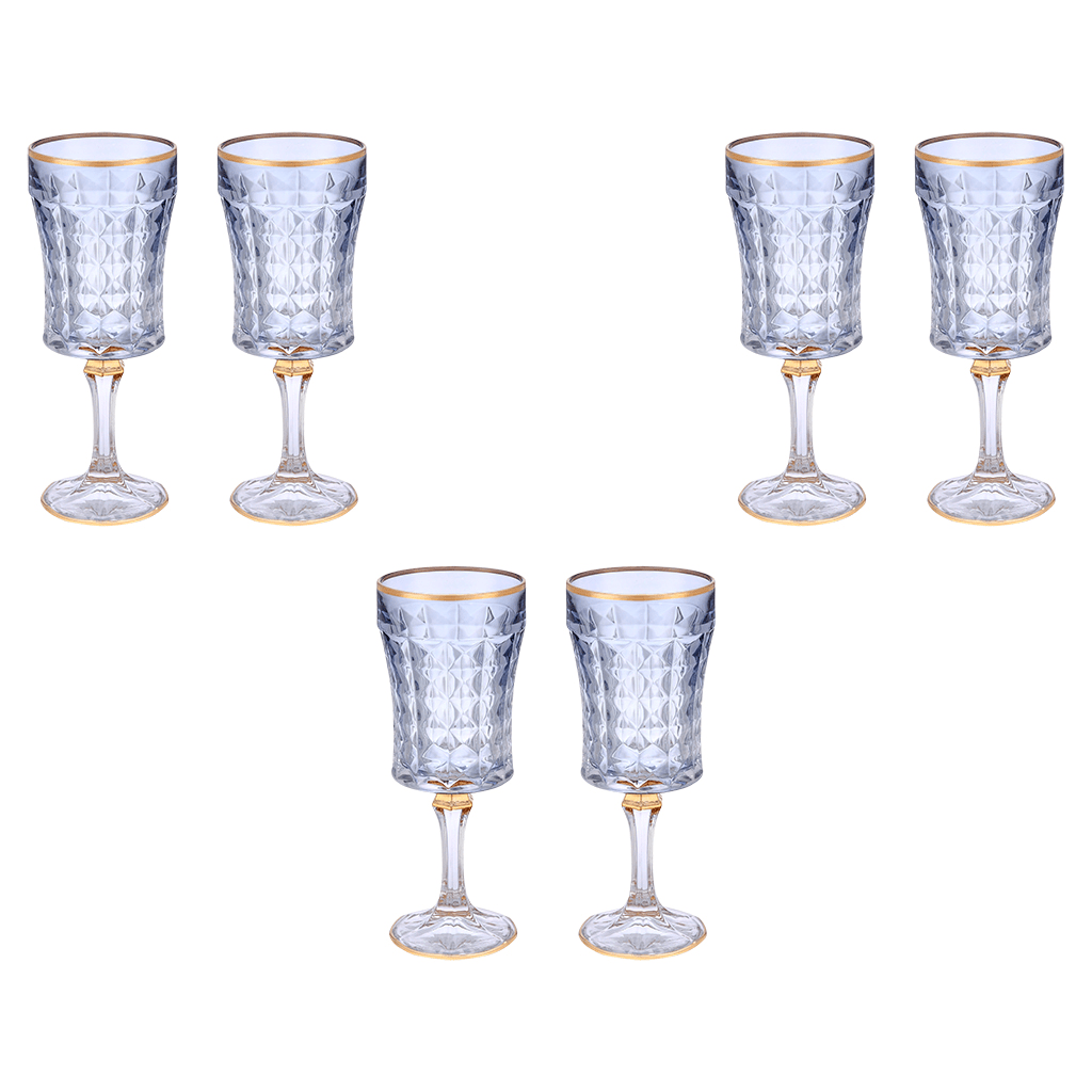 Goblet Glass Set 6 Pieces - Blue & Gold - 250ml - 2700011017