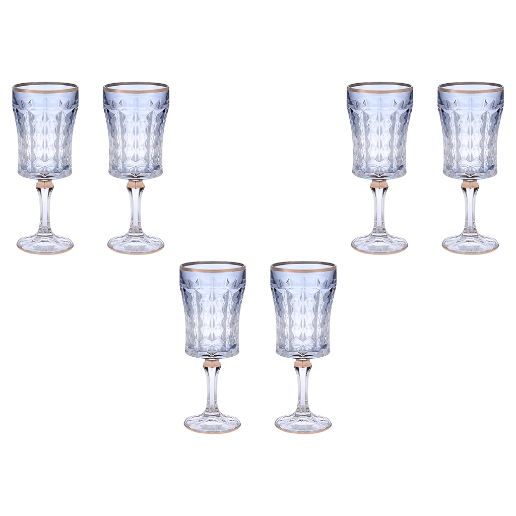 Goblet Glass Set 6 Pieces - Blue & Silver - 250ml - 2700011018