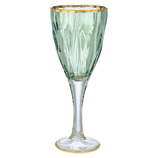Goblet Glass Set 6 Pieces - Green & Gold - 250ml - 2700011021