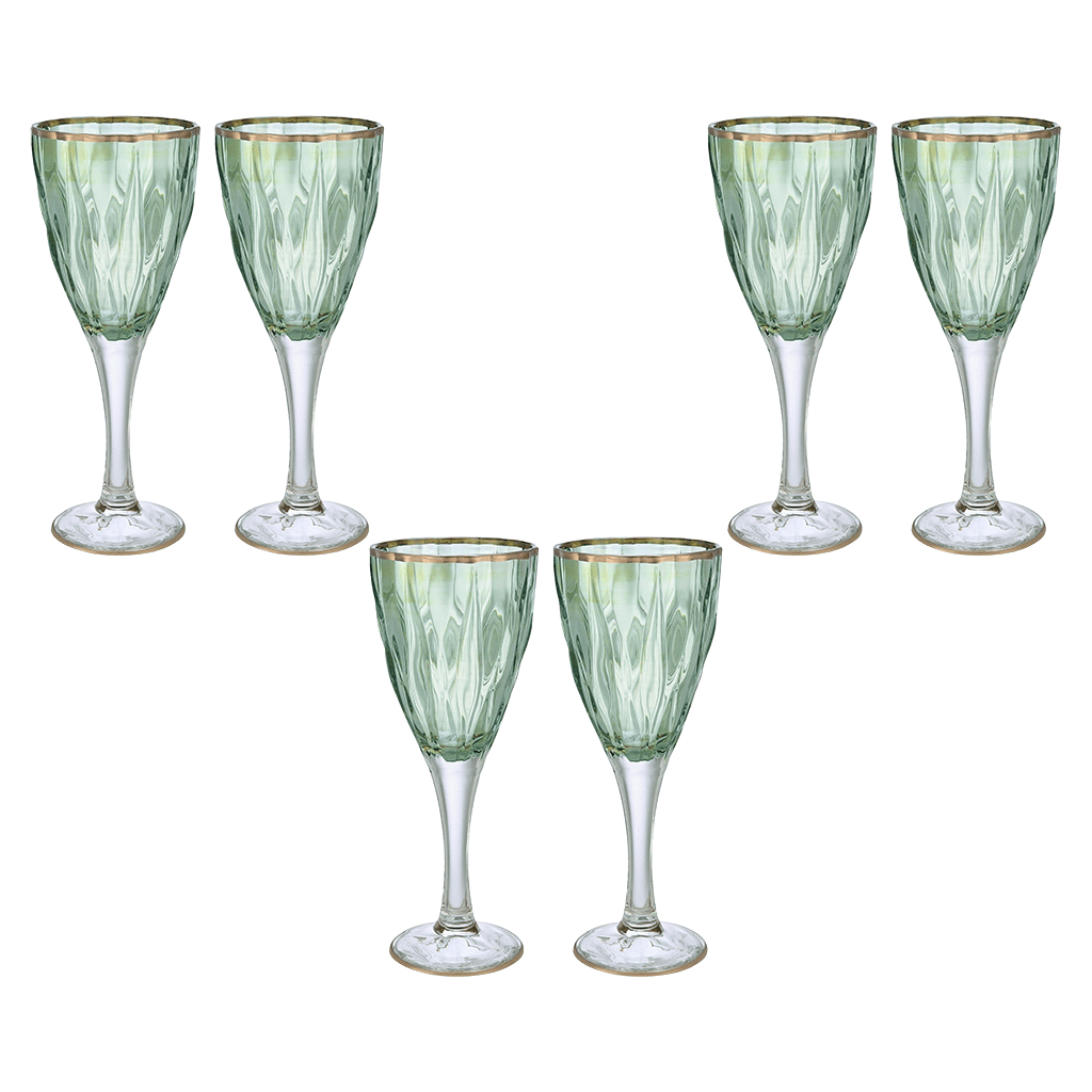 Goblet Glass Set 6 Pieces - Green & Silver - 250ml - 2700011022