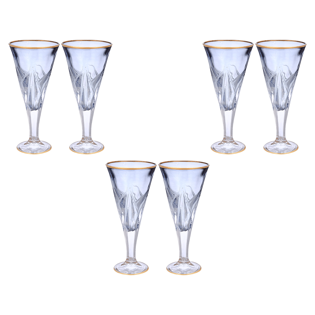 Goblet Glass Set 6 Pieces - Blue & Gold - 250ml - 2700011023
