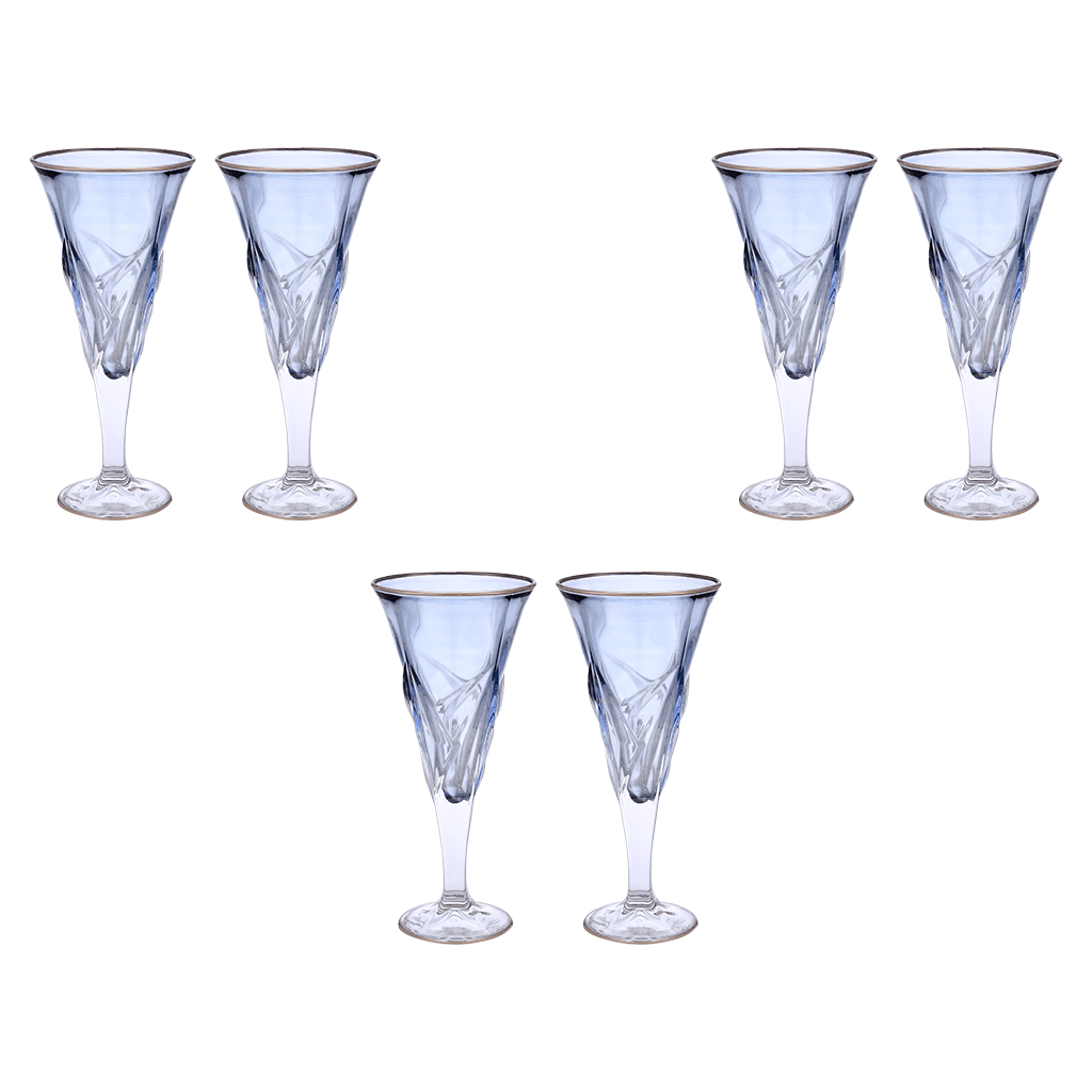 Goblet Glass Set 6 Pieces - Blue & Silver - 250ml - 2700011024