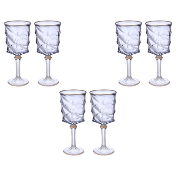 Goblet Glass Set 6 Pieces - Blue & Silver - 250ml - 2700011027