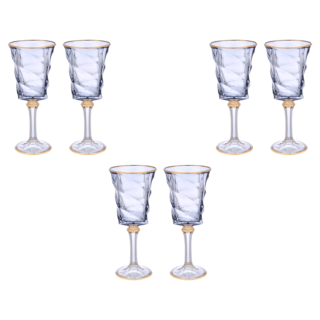 Goblet Glass Set 6 Pieces - Blue & Gold - 250ml - 2700011028