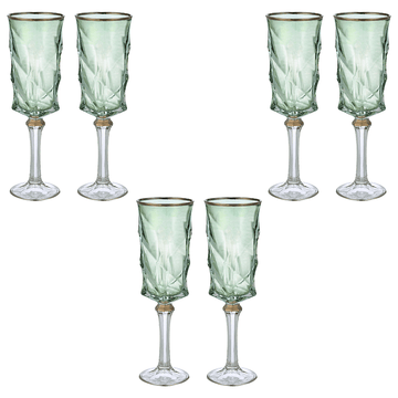Flute Glass Set 6 Pieces - Green & Silver - 120ml - 2700011038