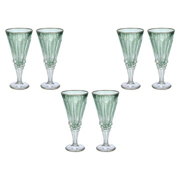 Goblet Glass Set 6 Pieces - Green & Gold - 250ml - 2700011040