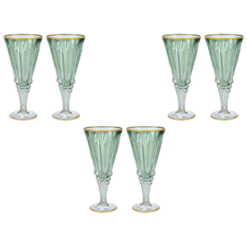 Goblet Glass Set 6 Pieces - Green & Gold - 250ml - 2700011041