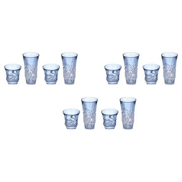 Highball & Tumbler Glass Set 12 Pieces - Blue - Glass - 250&220ml