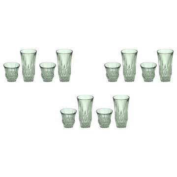 Highball & Tumbler Glass Set 12 Pieces - Green - Glass - 250&220ml