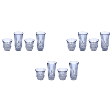 Highball & Tumbler Glass Set 12 Pieces - Blue - Glass - 250&220ml