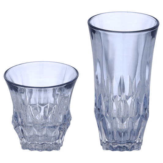 Highball & Tumbler Glass Set 12 Pieces - Blue - Glass - 250&220ml