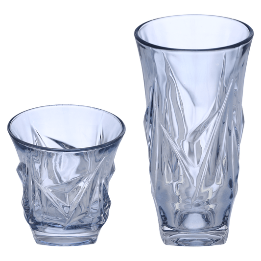 Highball & Tumbler Glass Set 12 Pieces - Blue - Glass - 250&220ml