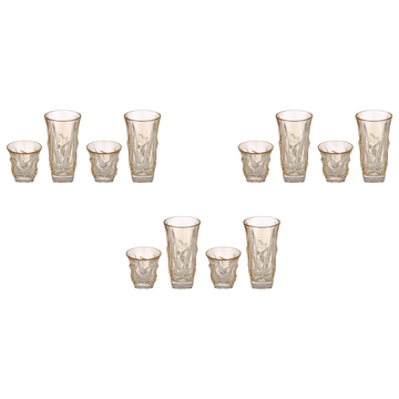 Highball & Tumbler Glass Set 12 Pieces - Orange - Glass - 250&220ml