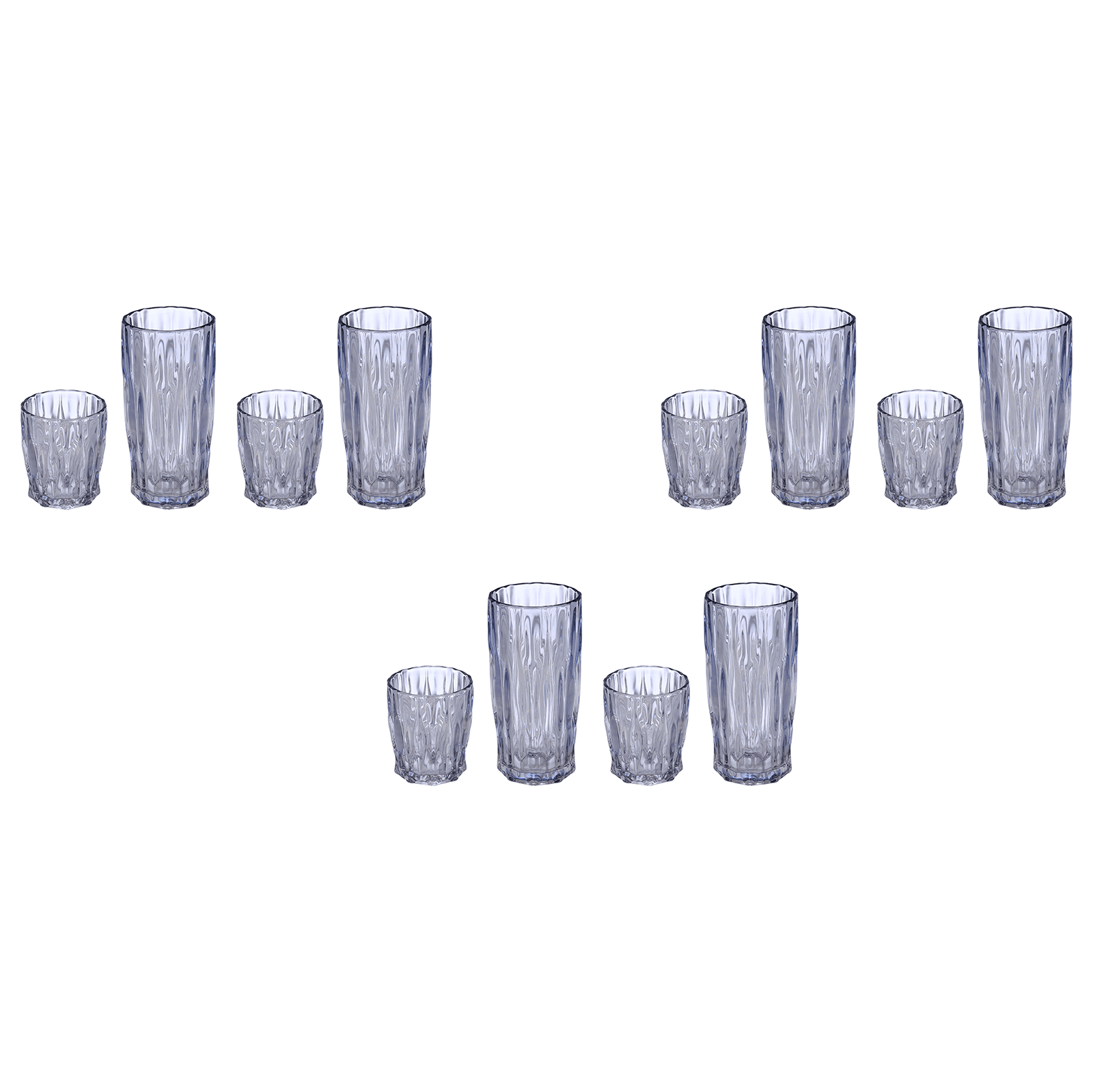 Highball & Tumbler Glass Set 12 Pieces - Blue - Glass - 250&220ml