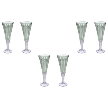 Flute Glass Set 6 Pieces - Green - 120ml- Glass