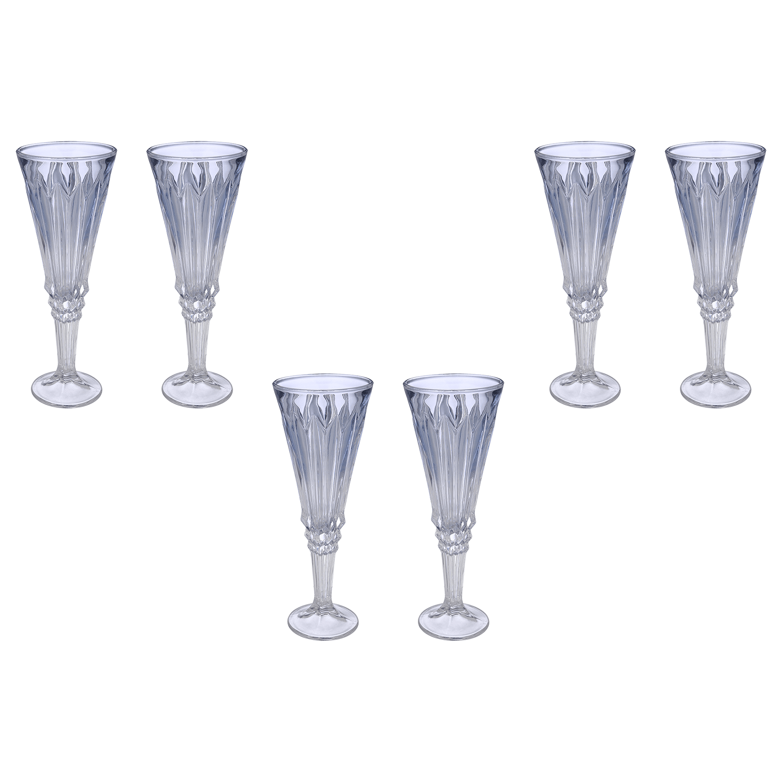 Flute Glass Set 6 Pieces - Blue - 120ml - Glass