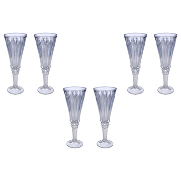 Flute Glass Set 6 Pieces - Blue - 120ml - Glass