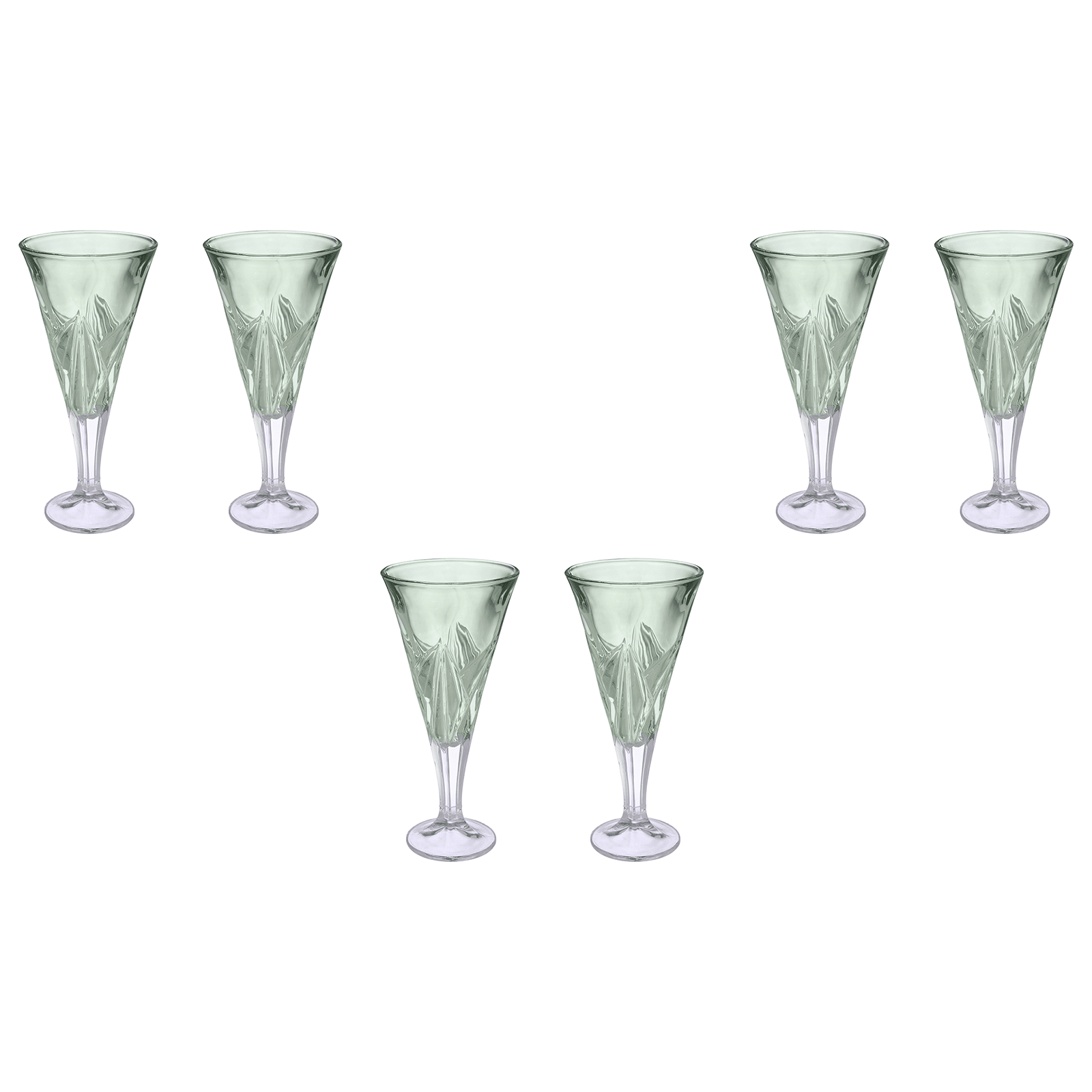 Goblet Glass Set 6 Pieces - Green - 250ml - Glass