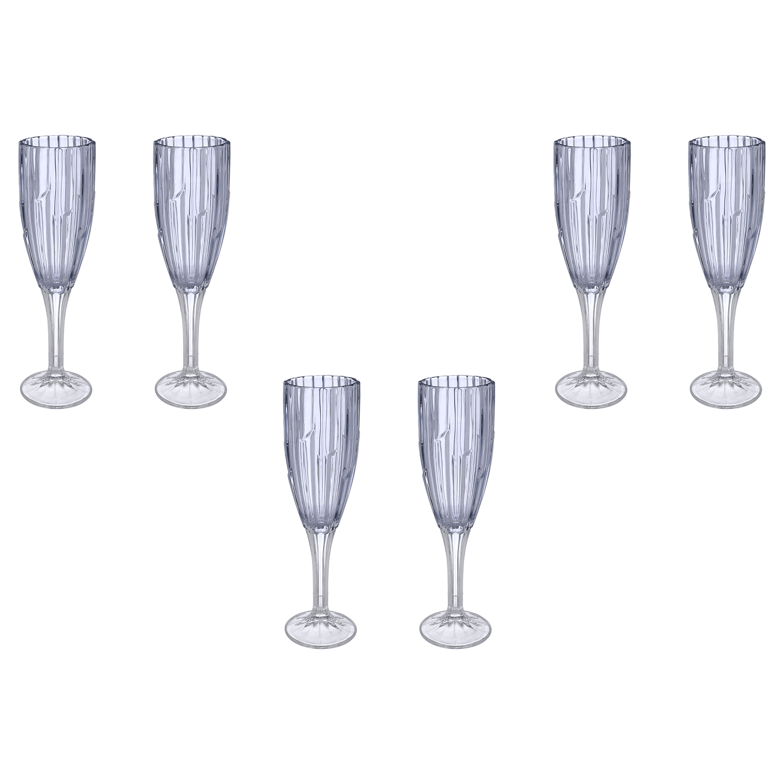 Flute Glass Set 6 Pieces - Blue - 120ml - Glass