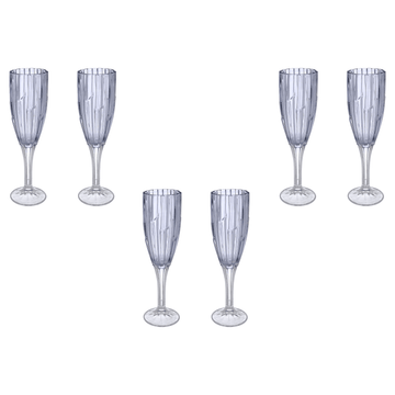 Flute Glass Set 6 Pieces - Blue - 120ml - Glass