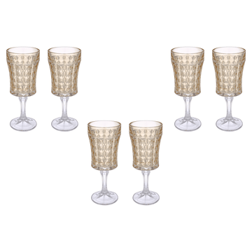 Diamond Goblet Glass Set 6 Pieces - Orange - 250ml - Glass