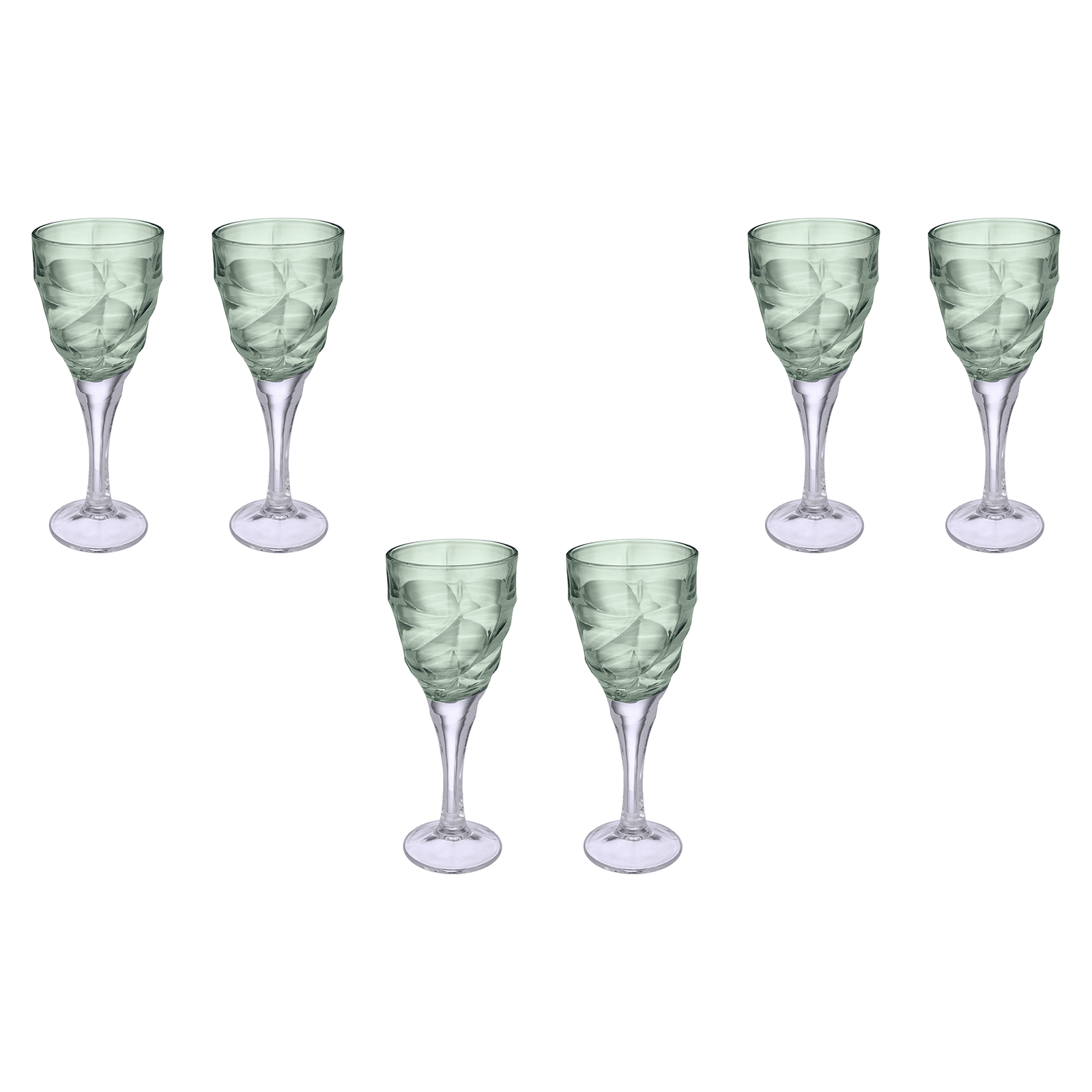 Goblet Glass Set 6 Pieces - Green - 120ml - Glass