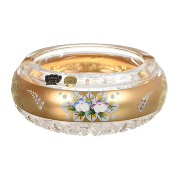 Bohemia Crystal - Round Crystal Ashtray - Gold & Floral Design - 15.5 cm - 270004010