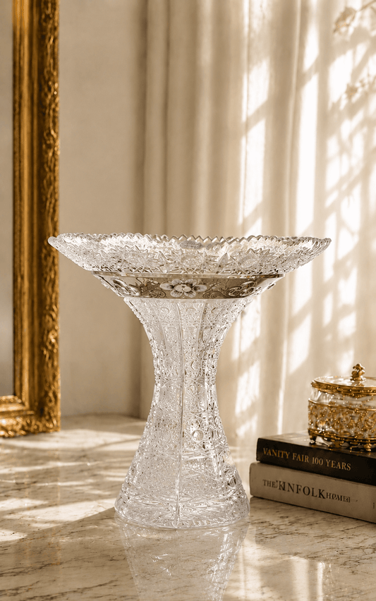 Bohemia Crystal - Hand Cut Vase in Silver Décor - 25.5cm - 270004060