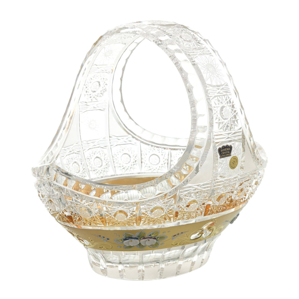 Bohemia Crystal - Hand Cut Basket - Gold - 24x25 cm - 270004115