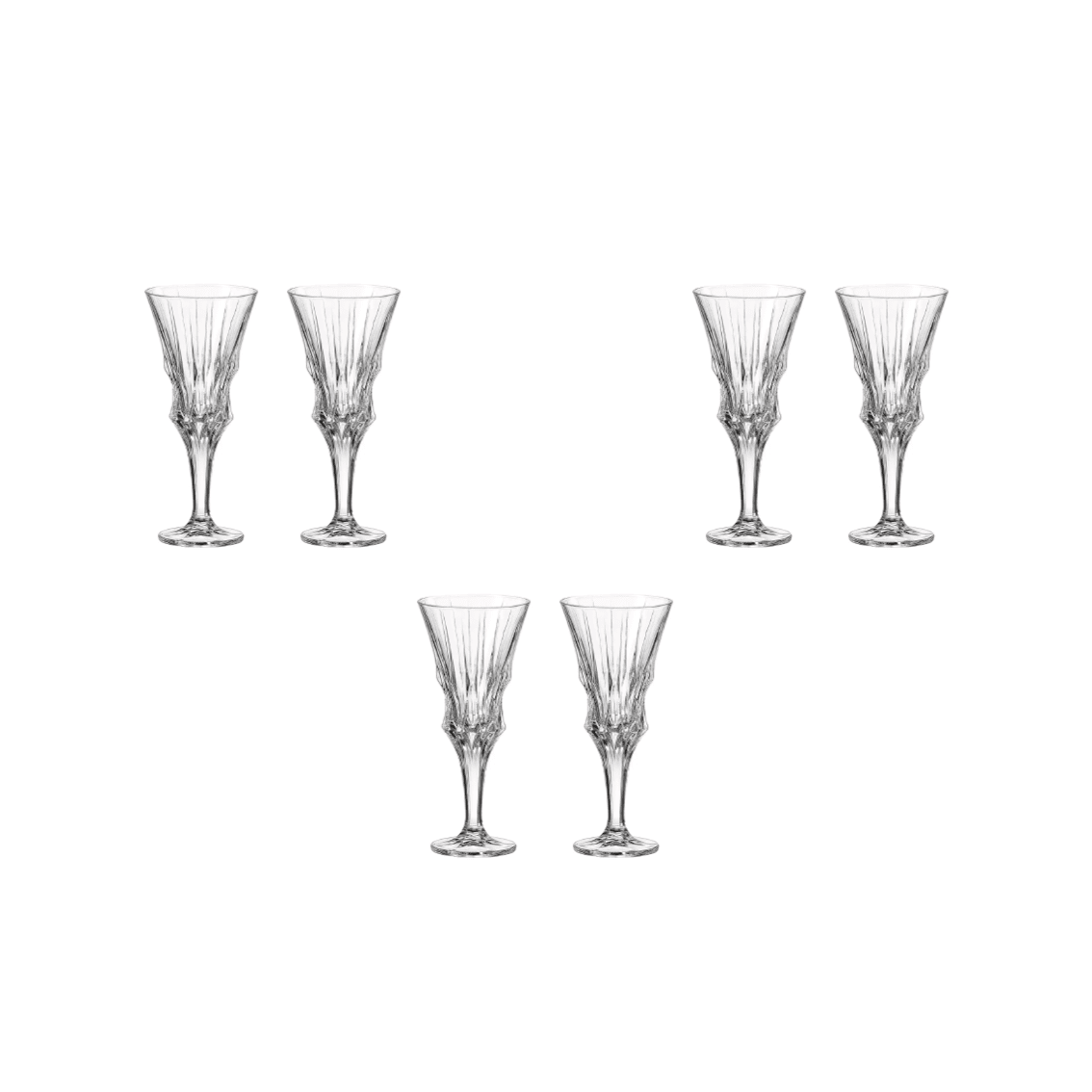 Bohemia Crystal Flute Glass Set 6 Pieces 240ml 270005028