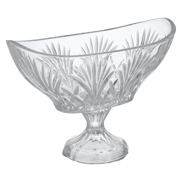 Decorated Glass Plate With Base - 28x13cm - Glass