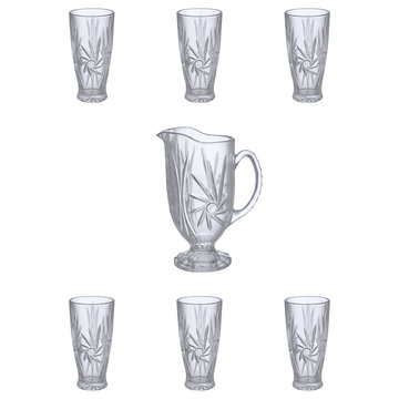 Drink Set 7 Pieces - Decorated Glass - 270005630