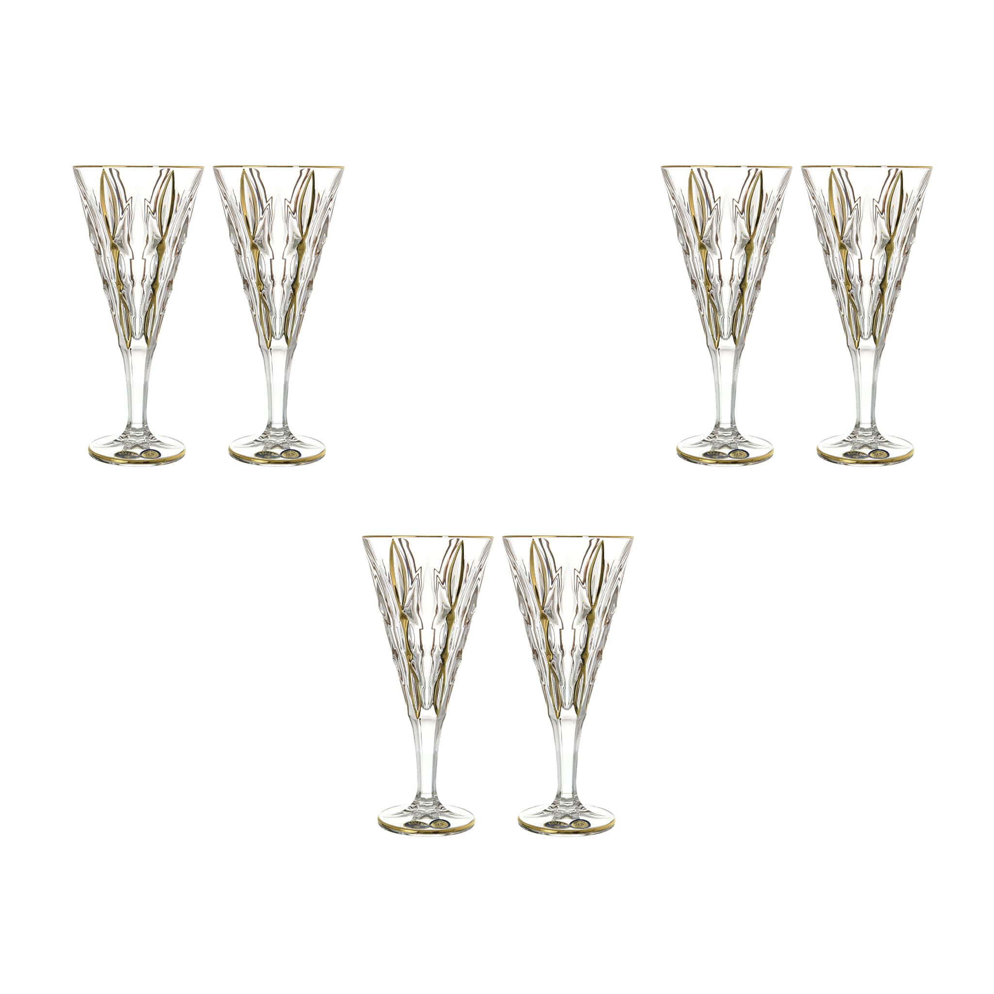 Bohemia Crystal - Goblet Glass Set 6 Pieces - 240ml - Gold - 270006623