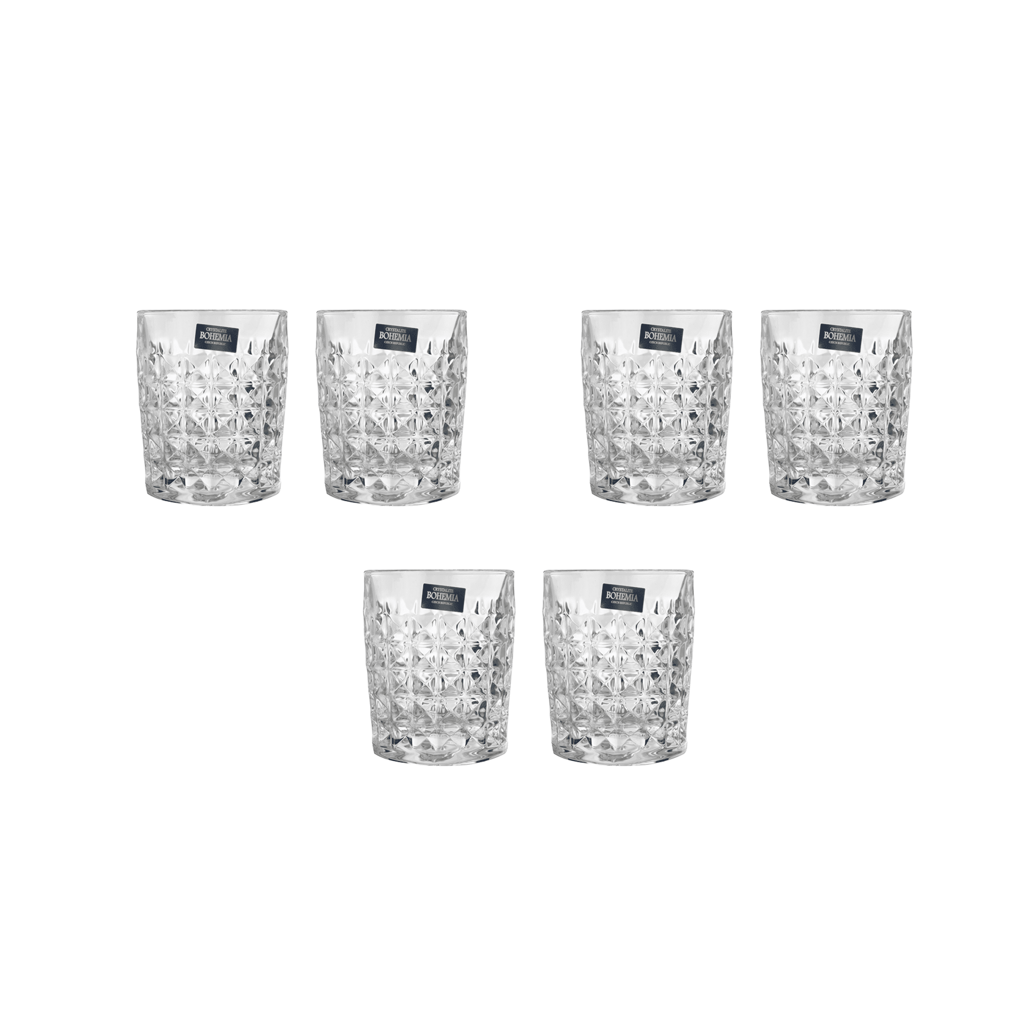 Bohemia Crystal Diamond Tumbler Glass Set 6 Pieces 230ml 2700066