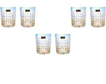 بوهيميا كريستال - طقم أكواب زجاج ألماس 6 قطع - أزرق وذهبي - 230 مل - 270006680