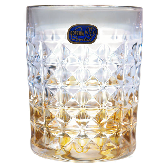 Bohemia Crystal - Diamond Tumbler Glass Set 6 Pieces - Grey & Gold - 230ml - 270006681