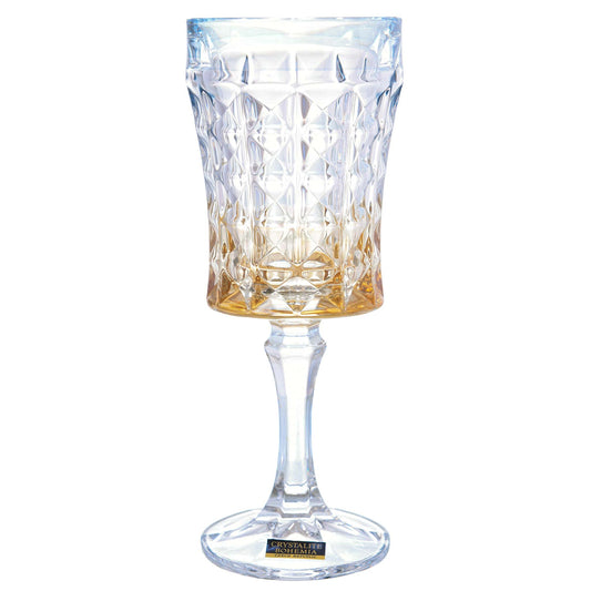 Bohemia Crystal - Goblet Diamond Glass Set 6 Pieces - Blue & Gold - 200ml - 270006692