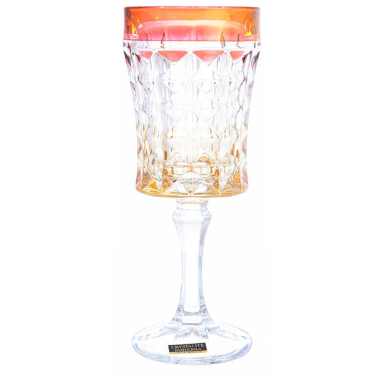 Bohemia Crystal - Goblet Glass Set 6 Pieces - Gold & Red - 200ml - 270006695