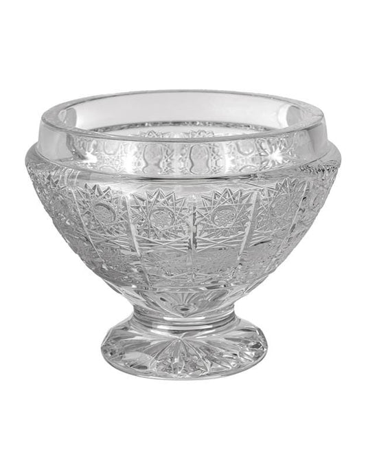 Bohemia Crystal - Round Crystal Box with Cover &Base - Light Silver & Floral Design - 270006708