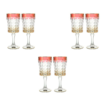 Bohemia Crystal - Goblet Glass Set 6 Pieces - Gold & Red - 200ml - 270006767