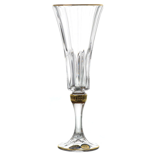 Bohemia Crystal - Flute Glass Set 6 Pieces - Gold - 150ml - 270006814