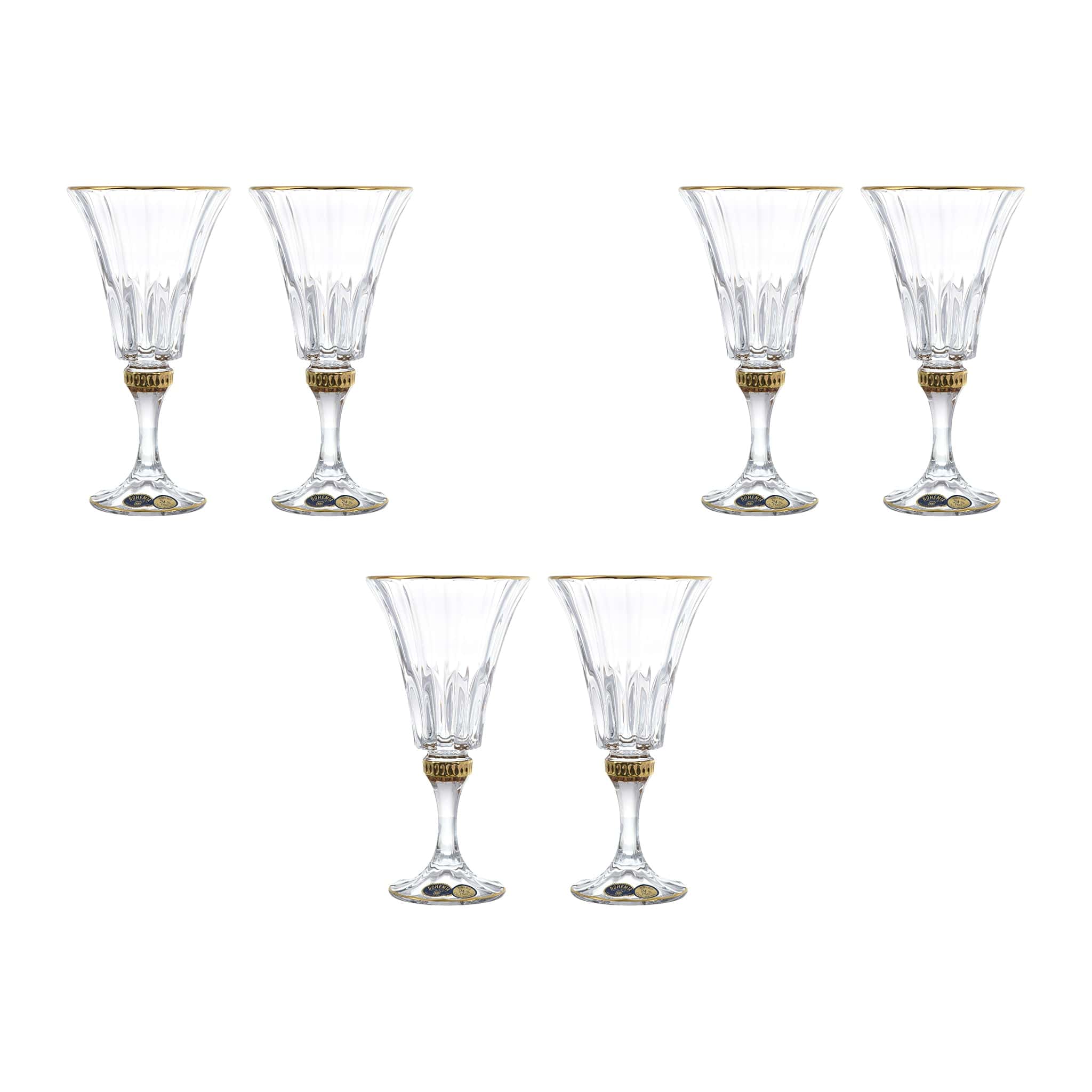 Bohemia Crystal - Goblet Glass Set 6 Pieces With Gold Rim - 240ml - 270006821
