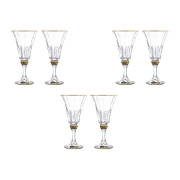 Bohemia Crystal - Goblet Glass Set 6 Pieces With Gold Rim - 240ml - 270006821
