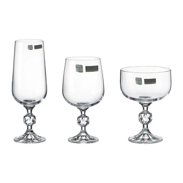 Bohemia Crystal - Claudia Glass Set 18 Pieces - Clear